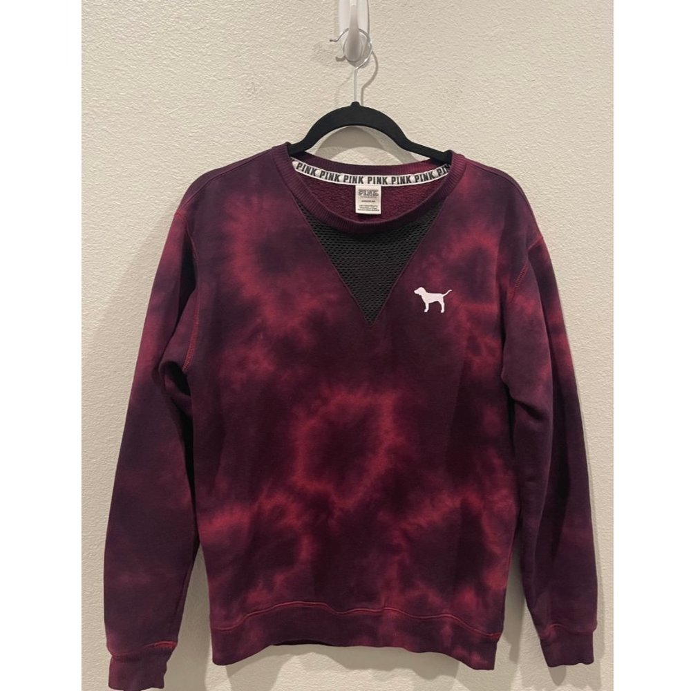 PINK Tie Dye Burgundy Sweater